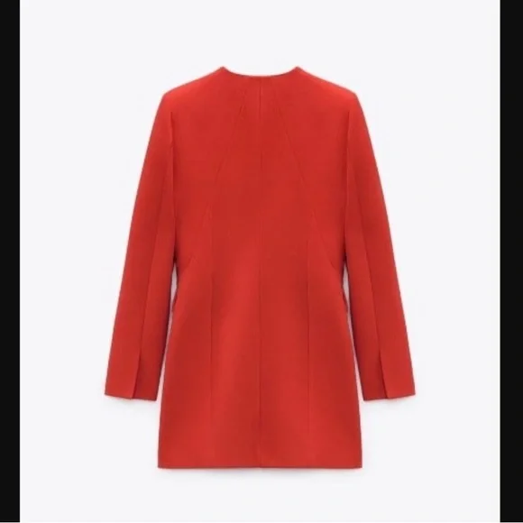 Zara Draped Blazer Red Dress. Size Small in Green color. - Picture 8 of 8